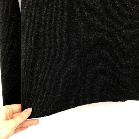 Reitmans Black flattering Diamond neck long sleeve shimmer knit sweater  L - Picture 12 of 14